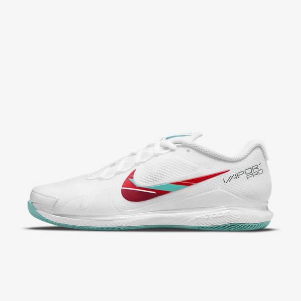 Nike NikeCourt Air Zoom Vapor Pro Hard-Court Tennisschuhe Damen Weiß Rot Bordeaux Türkis | NK968YJZ