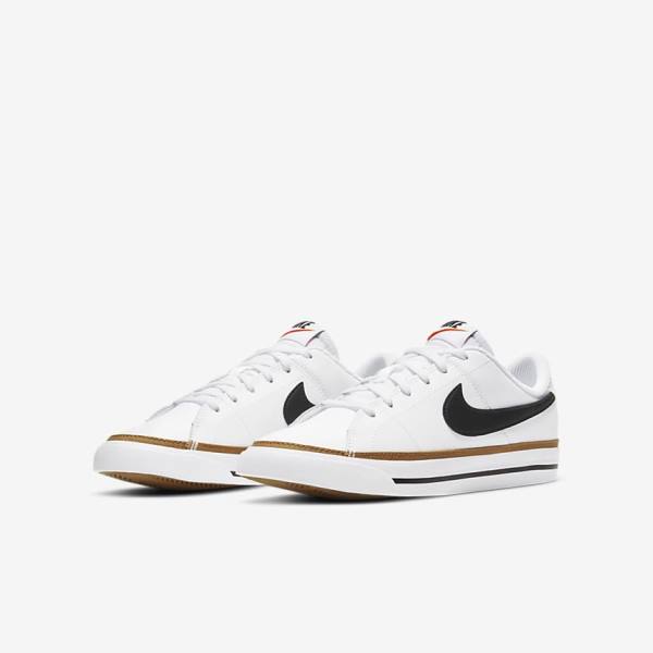 Nike NikeCourt Legacy Older Sneakers Kinder Weiß Hellbraun Schwarz | NK693ZDM