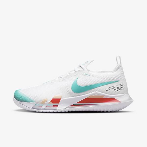 Nike NikeCourt React Vapor NXT Hard Court Tennisschuhe Damen Weiß Rot Bordeaux Türkis | NK795ITR