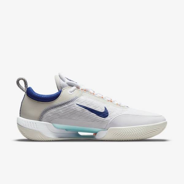 Nike NikeCourt Zoom NXT Clay Court Tennisschuhe Herren Weiß Hellbeige Türkis Königsblau Blau | NK406NDH