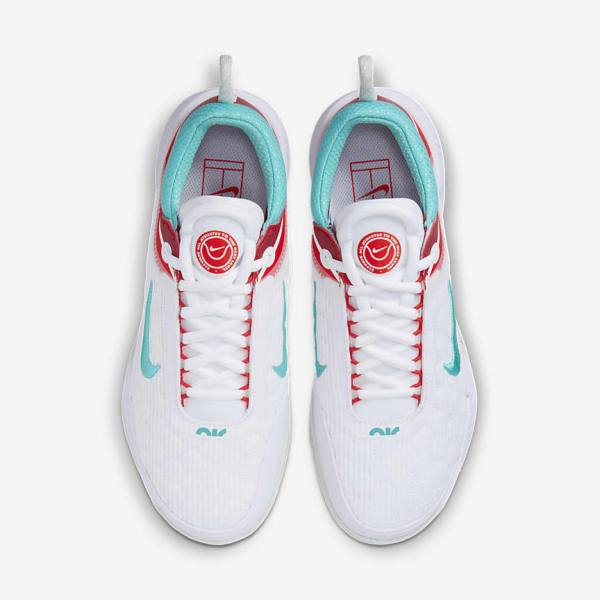 Nike NikeCourt Zoom NXT Hard Court Tennisschuhe Damen Weiß Hellsilber Rot Türkis | NK147JWC