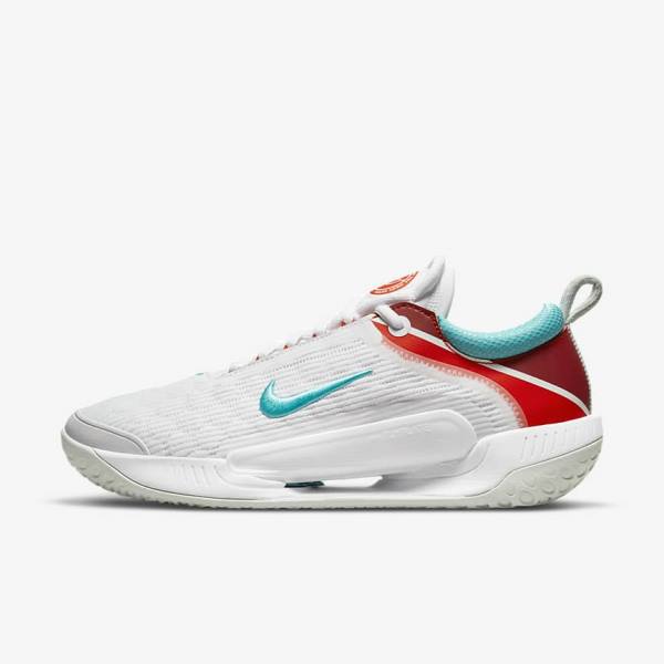 Nike NikeCourt Zoom NXT Hard Court Tennisschuhe Herren Weiß Hellsilber Rot Türkis | NK362FHI