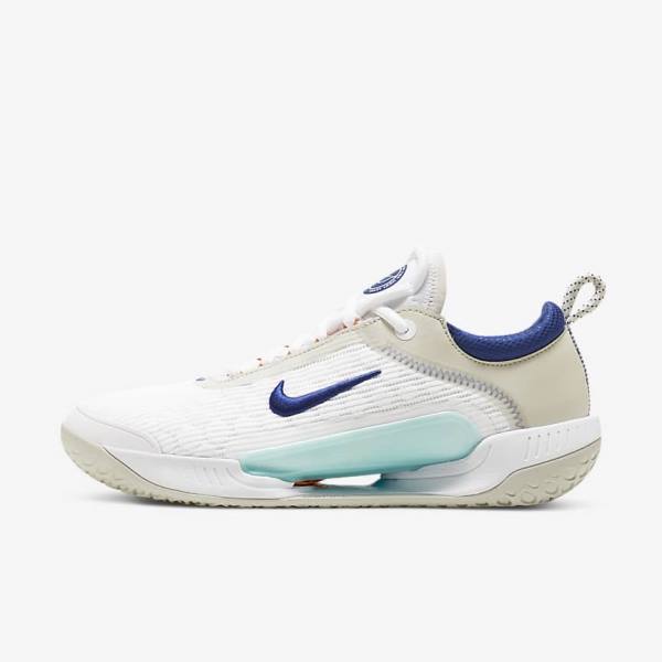 Nike NikeCourt Zoom NXT Hard Court Tennisschuhe Herren Weiß Hellbeige Türkis Königsblau Blau | NK561TNX