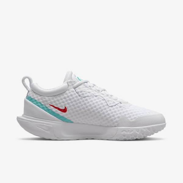 Nike NikeCourt Zoom Pro Hard Court Tennisschuhe Damen Weiß Rot Bordeaux Türkis | NK317IGN