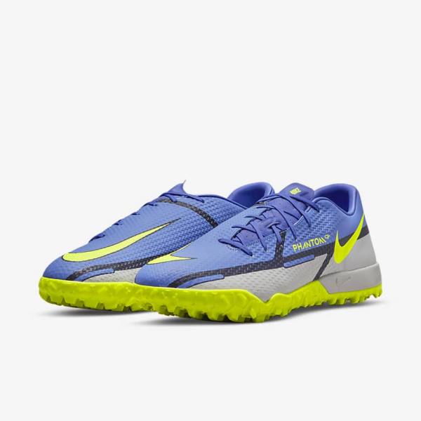 Nike Phantom GT2 Academy TF Turf Fußballschuhe Damen Blau Grau | NK096CKY