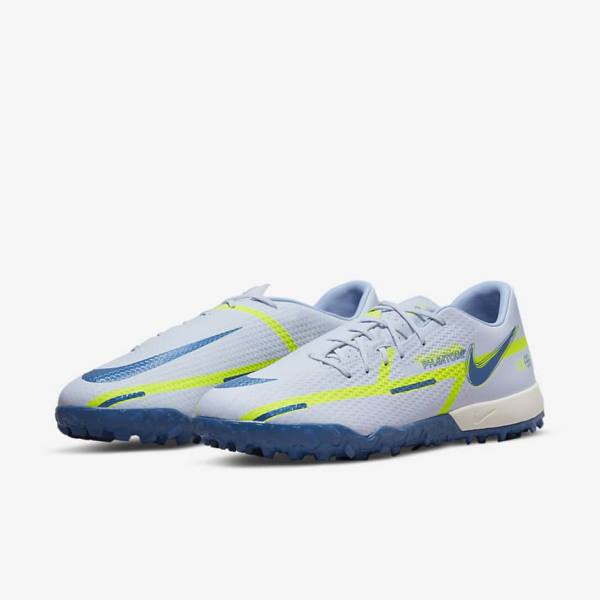 Nike Phantom GT2 Academy TF Turf Fußballschuhe Damen Grau Hellblau Dunkelblau | NK587GNT