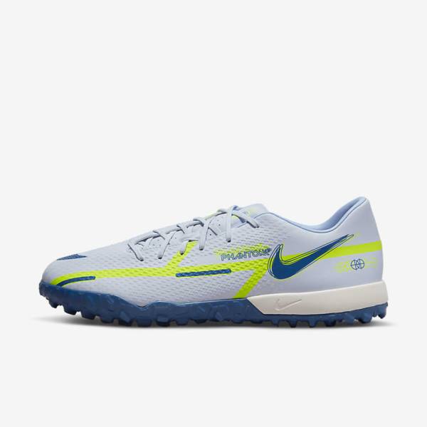 Nike Phantom GT2 Academy TF Turf Fußballschuhe Damen Grau Hellblau Dunkelblau | NK587GNT