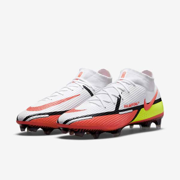 Nike Phantom GT2 Dynamic Fit Elite FG Firm-Ground Fußballschuhe Herren Weiß Hellrot | NK042IKE