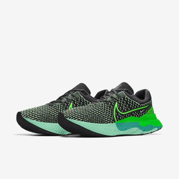 Nike React Infinity Run 3 By You Custom Straßen Laufschuhe Herren Schwarz Grün | NK275QCN