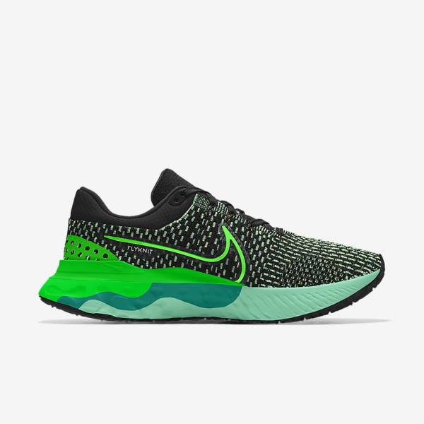 Nike React Infinity Run 3 By You Custom Straßen Laufschuhe Herren Schwarz Grün | NK275QCN