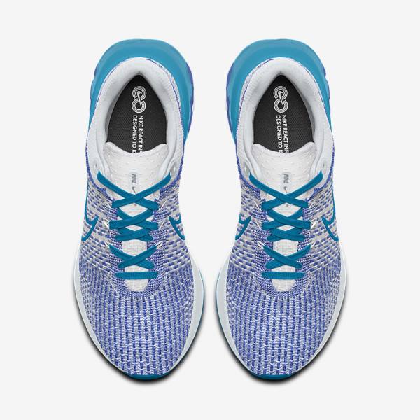 Nike React Infinity Run 3 By You Custom Straßen Laufschuhe Herren Weiß Blau Weiß | NK432CDR