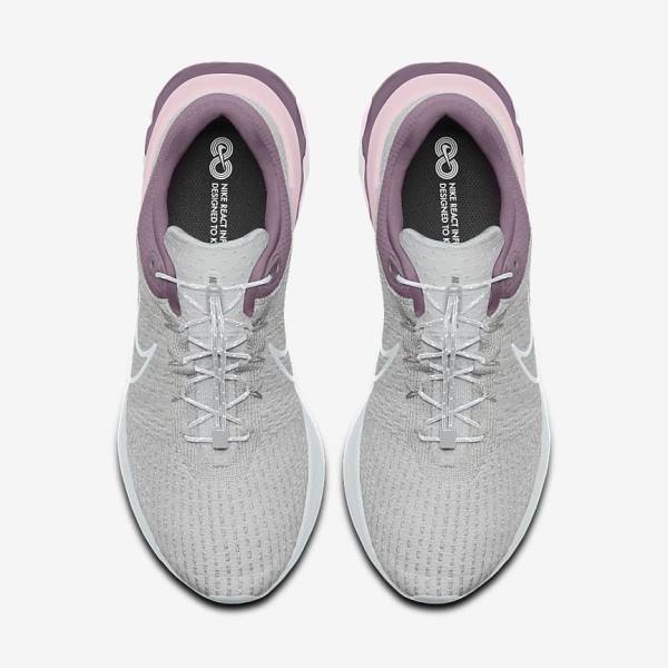 Nike React Infinity Run 3 By You Custom Straßen Laufschuhe Damen Grau Platin Grau | NK675RME