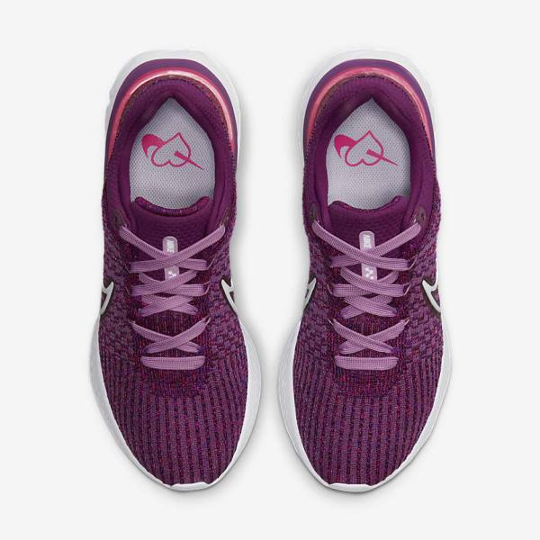 Nike React Infinity Run Flyknit 3 Straßen Laufschuhe Damen Hellbordeaux Rosa Weiß | NK017STA