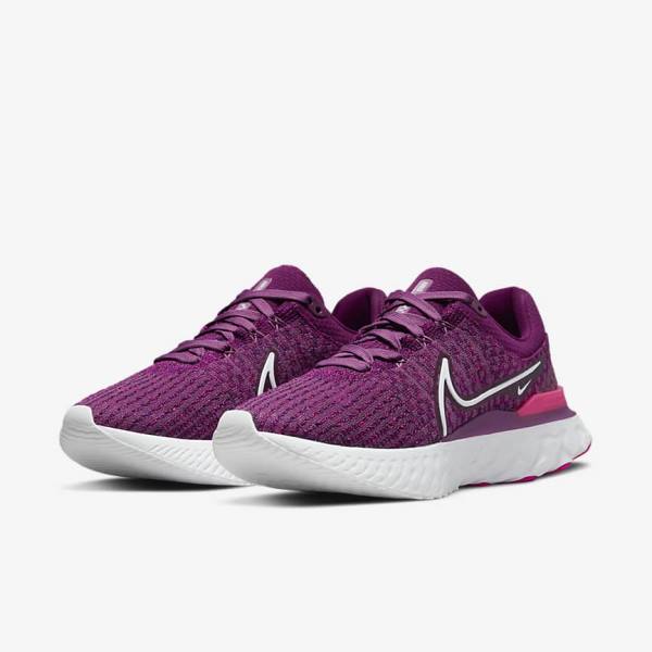 Nike React Infinity Run Flyknit 3 Straßen Laufschuhe Damen Hellbordeaux Rosa Weiß | NK017STA