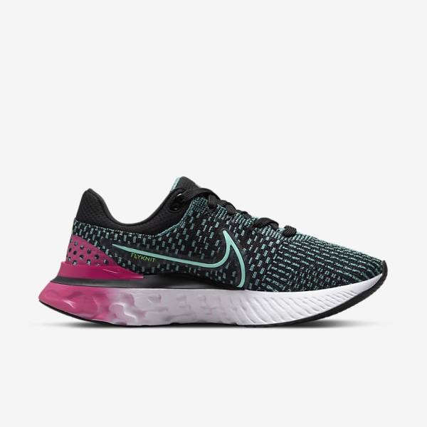 Nike React Infinity Run Flyknit 3 Straßen Laufschuhe Damen Schwarz Rosa Türkis Türkis | NK376NOD