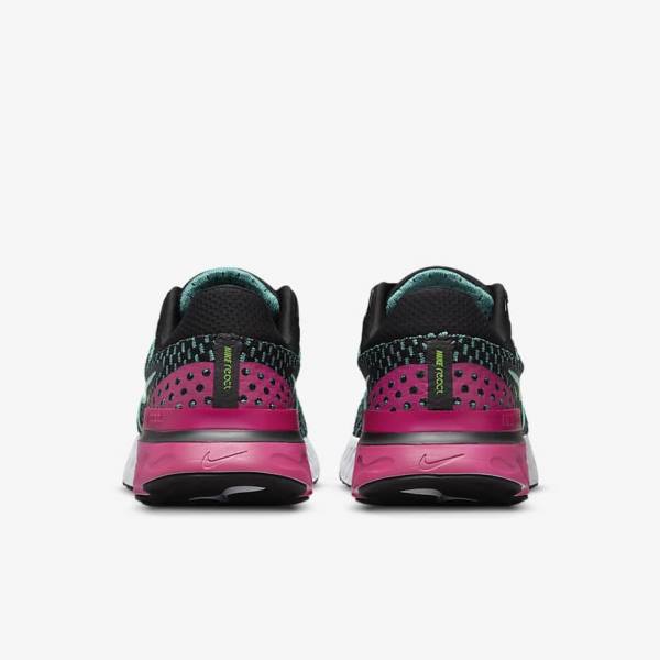 Nike React Infinity Run Flyknit 3 Straßen Laufschuhe Damen Schwarz Rosa Türkis Türkis | NK376NOD