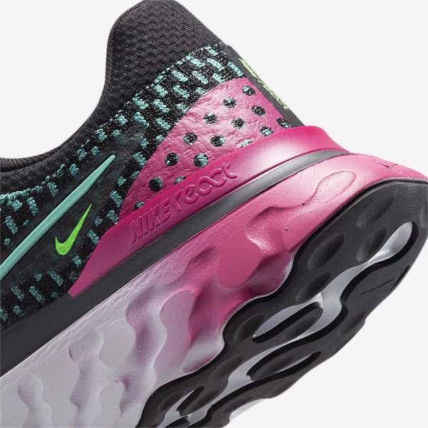 Nike React Infinity Run Flyknit 3 Straßen Laufschuhe Damen Schwarz Rosa Türkis Türkis | NK376NOD