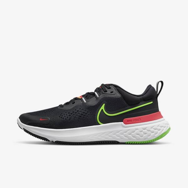 Nike React Miler 2 Straßen Laufschuhe Herren Schwarz Rot Weiß Grün | NK391IYG