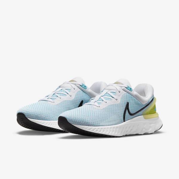 Nike React Miler 3 Straßen Laufschuhe Herren Weiß Blau Schwarz | NK352BPR