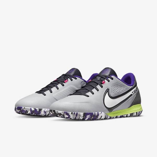 Nike React Tiempo Legend 9 Pro IC Indoor-Court Fußballschuhe Damen Hellgrau Weiß | NK021RSC