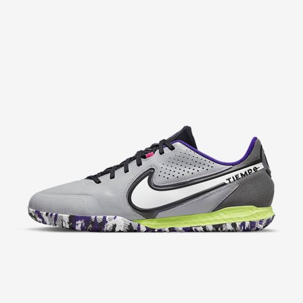 Nike React Tiempo Legend 9 Pro IC Indoor-Court Fußballschuhe Damen Hellgrau Weiß | NK021RSC