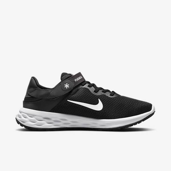 Nike Revolution 6 FlyEase Next Nature Easy On-Off Straßen Laufschuhe Damen Schwarz Dunkelgrau Weiß | NK124ZKQ