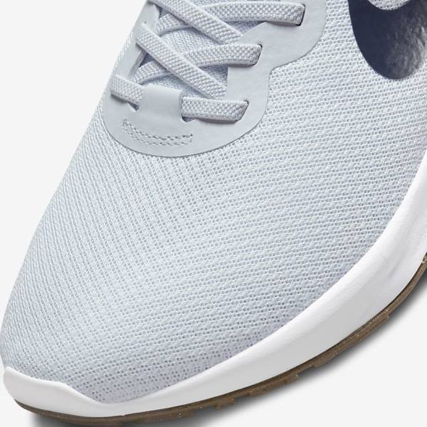 Nike Revolution 6 FlyEase Next Nature Easy-On-And-Off Straßen (Extra Weite) Laufschuhe Herren Platin Dunkelblau Blau | NK283JBF