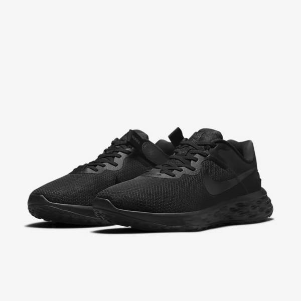 Nike Revolution 6 FlyEase Next Nature Easy-On-And-Off Straßen (Extra Weite) Laufschuhe Herren Schwarz Dunkelgrau | NK289CJB