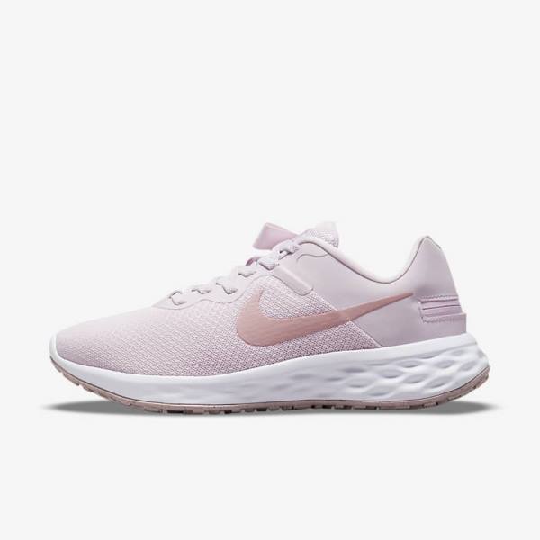 Nike Revolution 6 FlyEase Next Nature Easy On-Off Straßen Laufschuhe Damen Helllila Weiß | NK498MRV