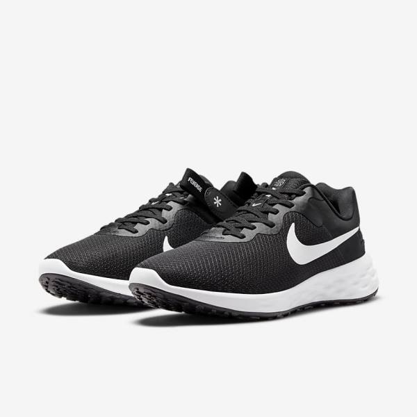 Nike Revolution 6 FlyEase Next Nature Easy On-Off Straßen Laufschuhe Herren Schwarz Grau Weiß | NK519TKJ