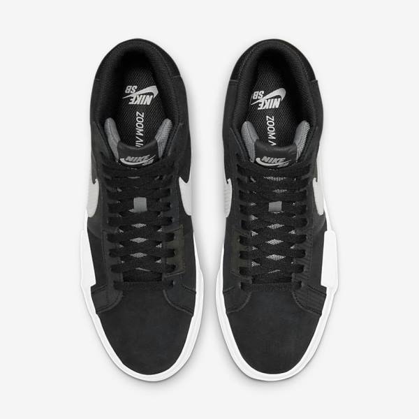 Nike SB Zoom Blazer Mid Premium Skate Shoes Damen Schwarz Grau Weiß | NK604KEG