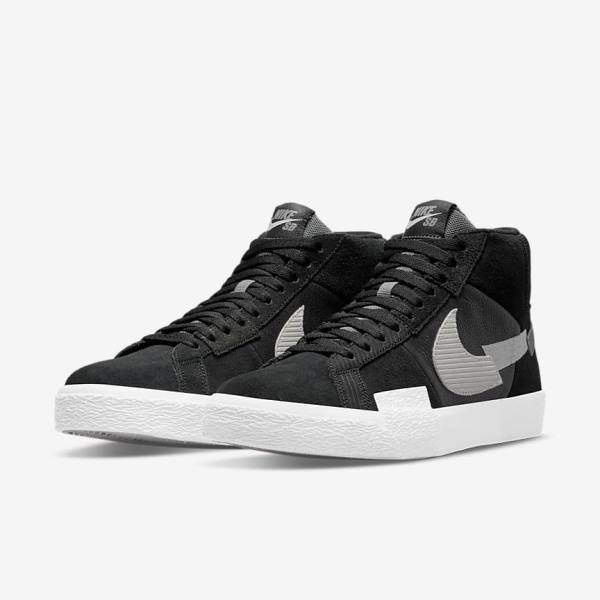 Nike SB Zoom Blazer Mid Premium Skate Shoes Damen Schwarz Grau Weiß | NK604KEG