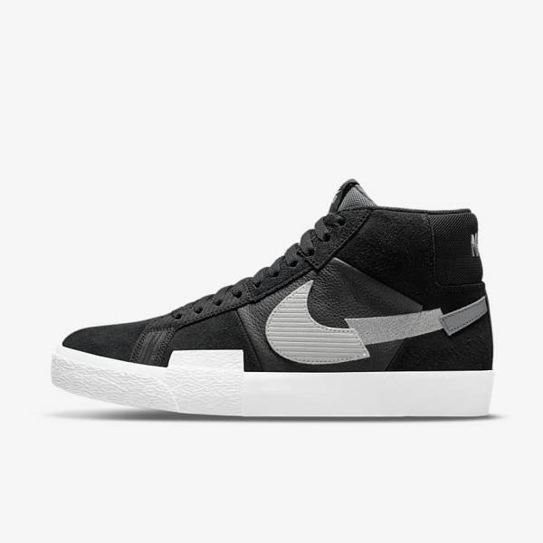 Nike SB Zoom Blazer Mid Premium Skate Shoes Damen Schwarz Grau Weiß | NK604KEG