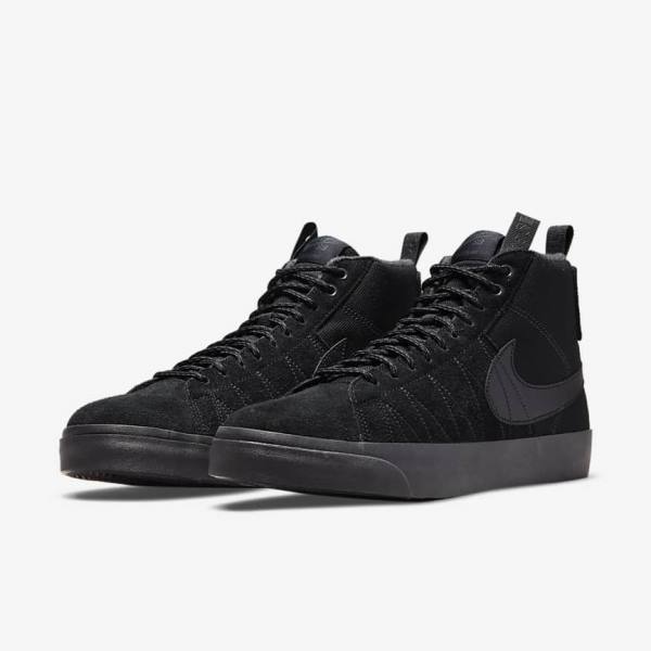 Nike SB Zoom Blazer Mid Premium Skate Shoes Damen Schwarz Dunkelgrau | NK971RYV