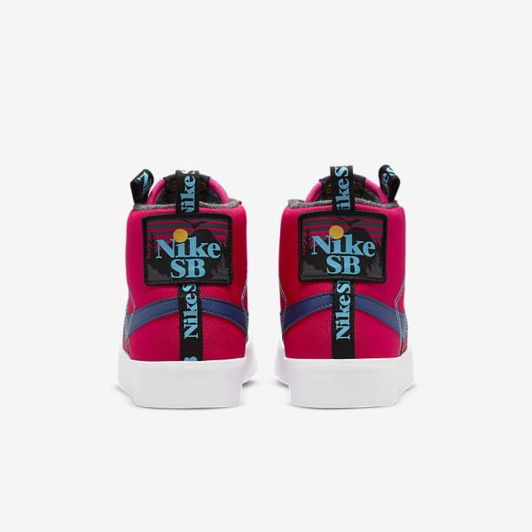 Nike SB Zoom Blazer Mid Premium Sneakers Herren Rosa Blau Königsblau Blau | NK970YMU