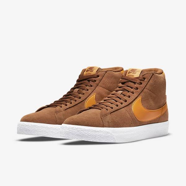 Nike SB Zoom Blazer Mid Sneakers Herren Weiß Gelb | NK125PNA