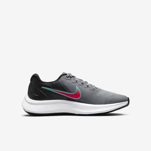 Nike Star Runner 3 Older Straßen Laufschuhe Kinder Grau Schwarz Rot | NK012BKE