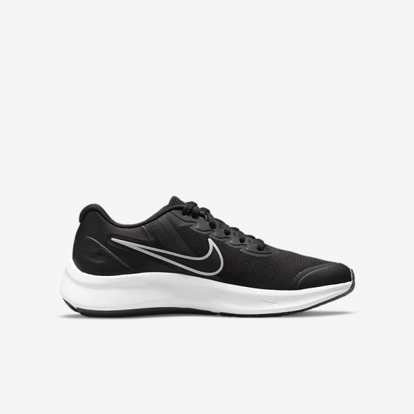 Nike Star Runner 3 Older Straßen Laufschuhe Kinder Schwarz Dunkelgrau | NK179LAW