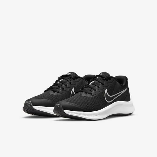 Nike Star Runner 3 Older Straßen Laufschuhe Kinder Schwarz Dunkelgrau | NK179LAW