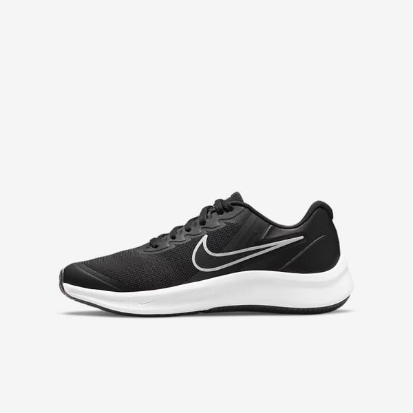 Nike Star Runner 3 Older Straßen Laufschuhe Kinder Schwarz Dunkelgrau | NK179LAW