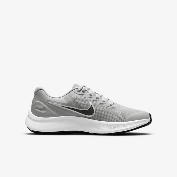 Nike Star Runner 3 Older Straßen Laufschuhe Kinder Hellgrau Schwarz | NK187UCN