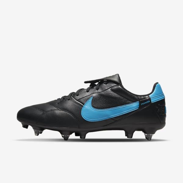 Nike The Premier 3 SG-PRO Anti-Clog Traction Soft-Ground Fußballschuhe Herren Schwarz Blau | NK485DQA