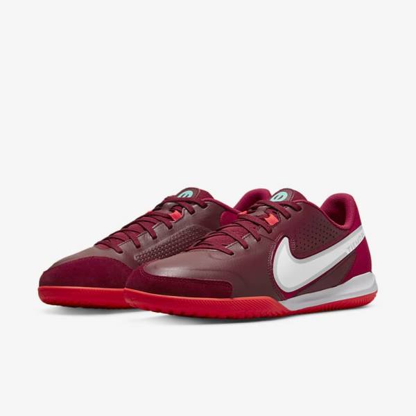 Nike Tiempo Legend 9 Academy IC Indoor-Court Fußballschuhe Damen Rot Hellrot Weiß | NK245VAY