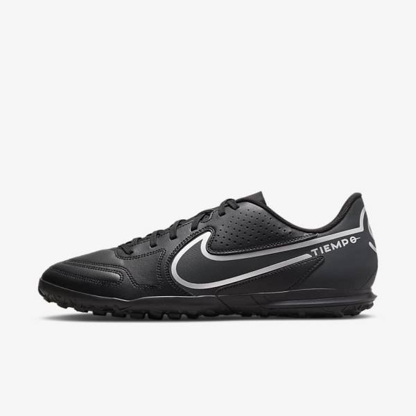 Nike Tiempo Legend 9 Club TF Turf Fußballschuhe Herren Schwarz Dunkelgrau | NK293ANV