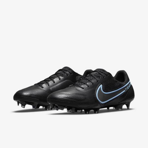 Nike Tiempo Legend 9 Elite FG Firm-Ground Fußballschuhe Herren Schwarz Grau | NK385EBH