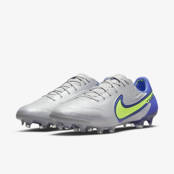 Nike Tiempo Legend 9 Elite FG Firm-Ground Fußballschuhe Damen Grau Blau | NK531QIU