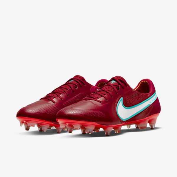 Nike Tiempo Legend 9 Elite SG-Pro AC Soft-Ground Fußballschuhe Herren Rot Hellrot Weiß | NK972QAW