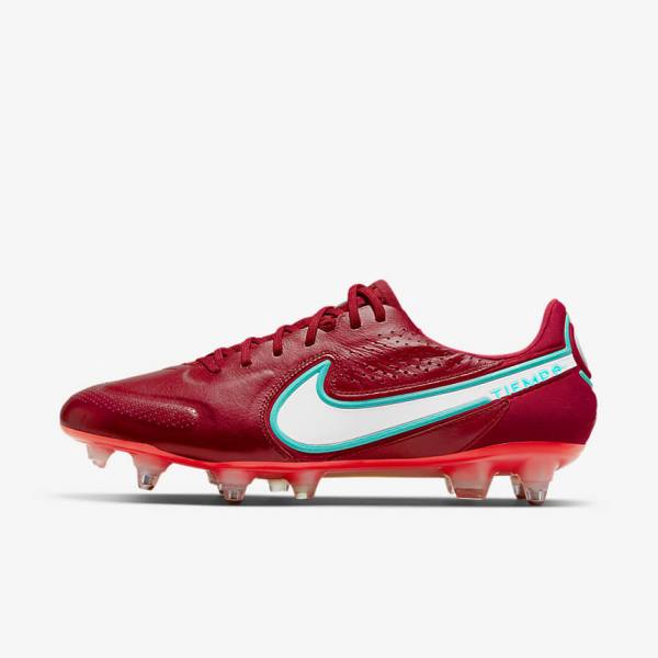 Nike Tiempo Legend 9 Elite SG-Pro AC Soft-Ground Fußballschuhe Herren Rot Hellrot Weiß | NK972QAW