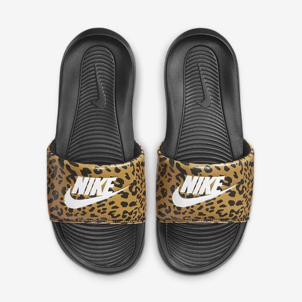 Nike Victori One Print Badelatschen Damen Schwarz Weiß | NK709BYJ