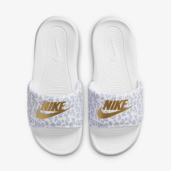 Nike Victori One Print Badelatschen Damen Metal Gold | NK730YPZ